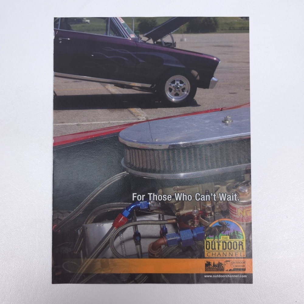 Outdoor Channel Purple Muscle Car Drag Racing Vintage Print Ad Hot Rod Garage